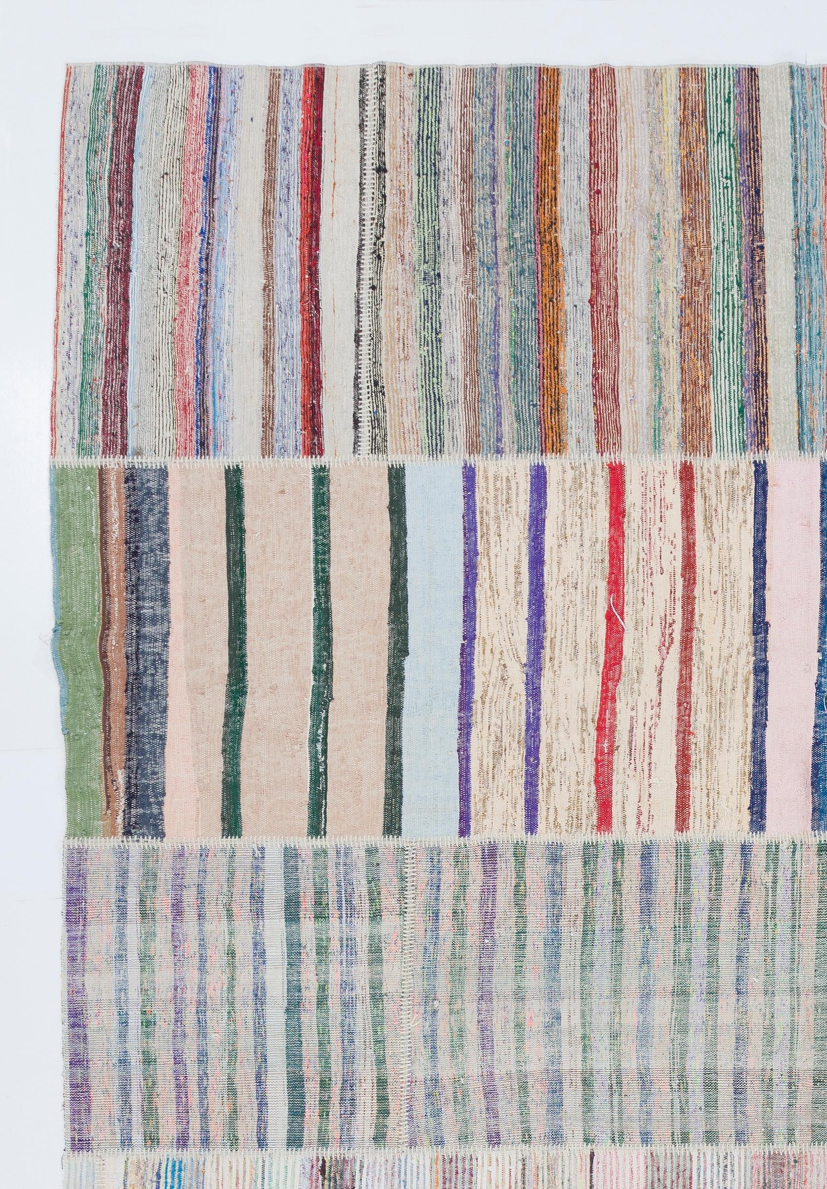 12.2x17.6 Ft Vintage Turkish Cotton Kilim. Flatweave Rag Rug. Custom Options Av. In Good Condition For Sale In Spring Valley, NY