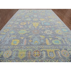 12'2"x18' Gray, Hand Knotted, Oushak Weave and Design, 100% Wool Extra Large Rug