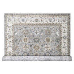 Tapis en laine gris lavande et blanc Lexicon noué à la main 12'2"x18'