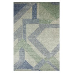 12'2 "x18'3" Grüner Art Deco Collection Natürliche Wolle Handgeknüpft Überdimensionaler Teppich