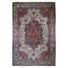 12'2"x18'8" Ivory Antique Birds Design Hand Knotted Soft Wool Oriental XL Rug