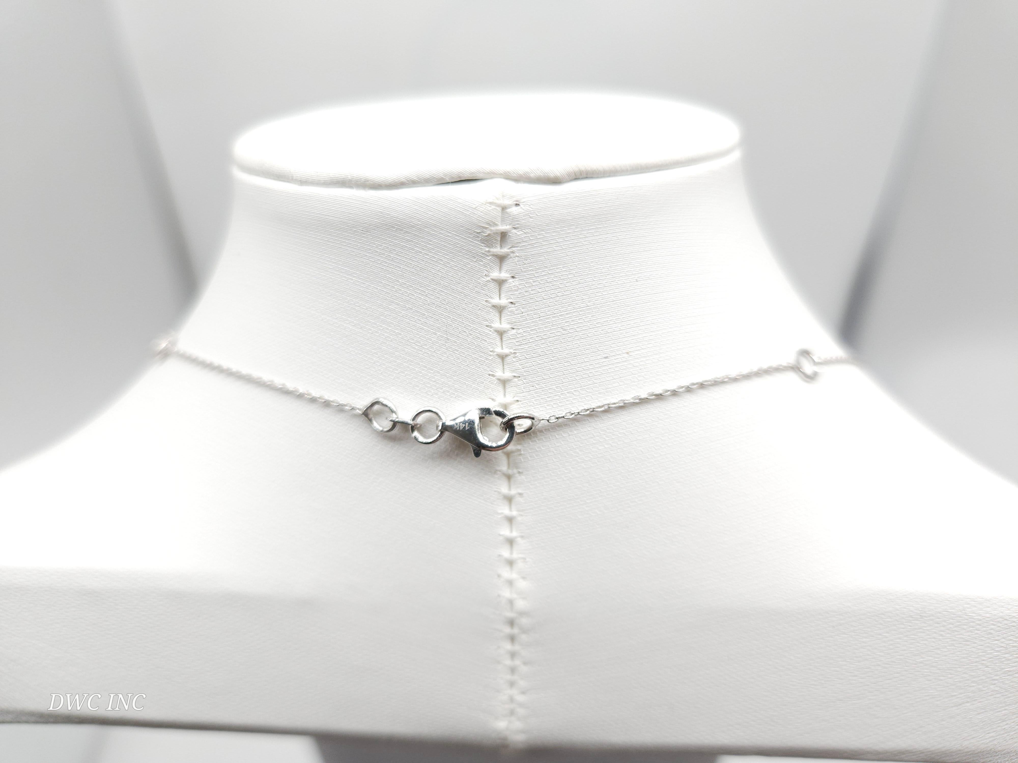 1.23 Carat 10 Station Diamond by the Yard Necklace 14 Karat White Gold 19