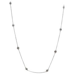 1.23 Carat 10 Station Diamond by the Yard Necklace 14 Karat White Gold 19"