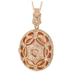 1.23 Carat 14 Karat Rose Gold Diamond Quartz Filigree Cage Pendant Necklace