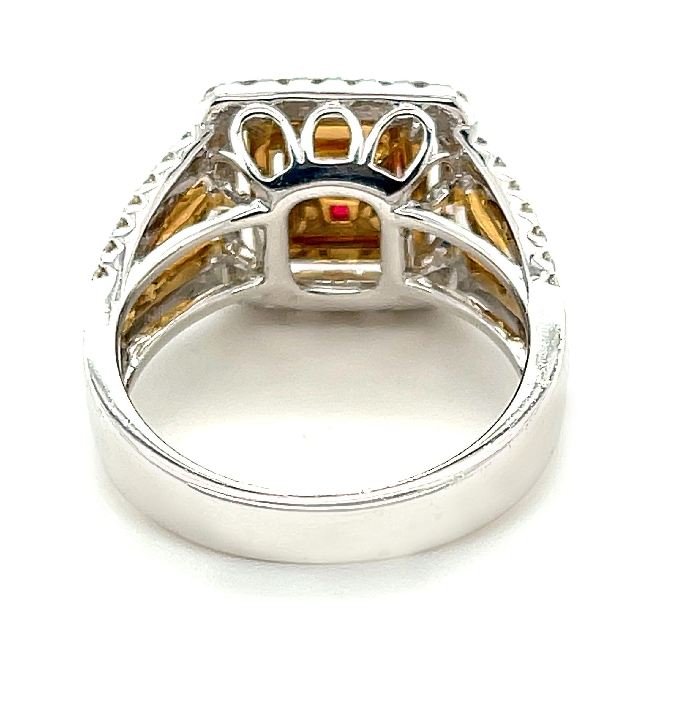 1.23 Carat Burmese Red Spinel and Diamond Cocktail Ring in Yellow and White Gold For Sale 1