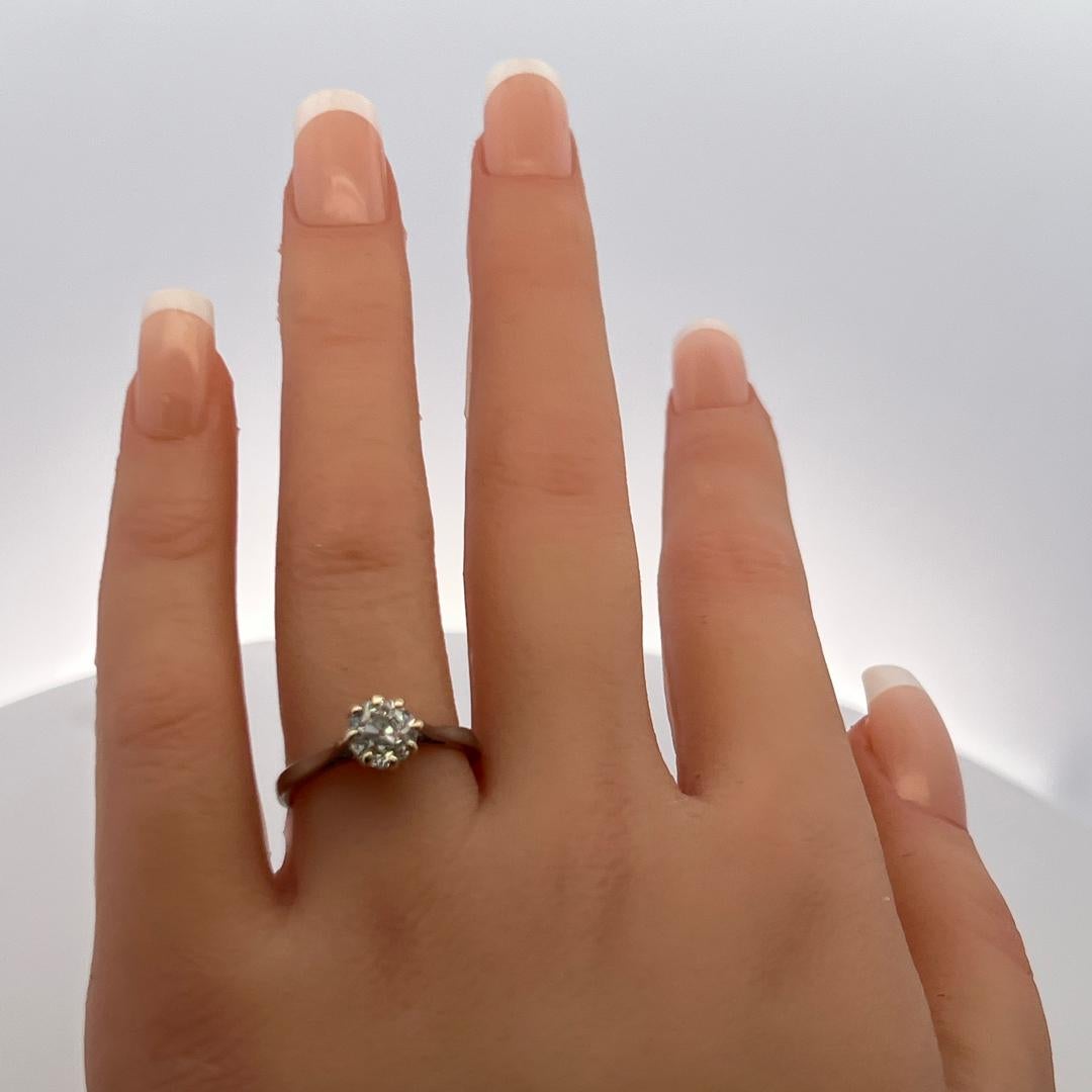 1.23 Carat Circular Brilliant Cut F SI2 Diamond Platinum Engagement Ring For Sale 6