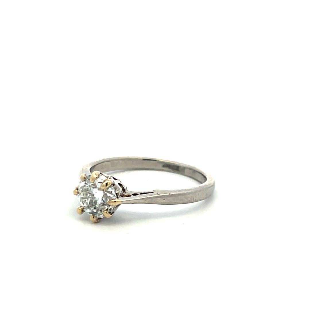 1.23 Carat Circular Brilliant Cut F SI2 Diamond Platinum Engagement Ring For Sale 2