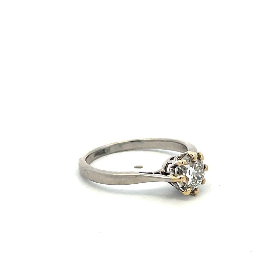 1.23 Carat Circular Brilliant Cut F SI2 Diamond Platinum Engagement Ring For Sale 3