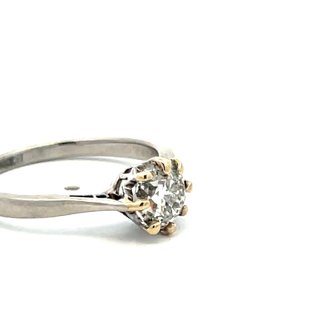 1.23 Carat Circular Brilliant Cut F SI2 Diamond Platinum Engagement Ring For Sale 4