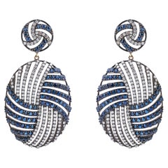 Pendientes de moda de diamantes y zafiros de 12,3 quilates