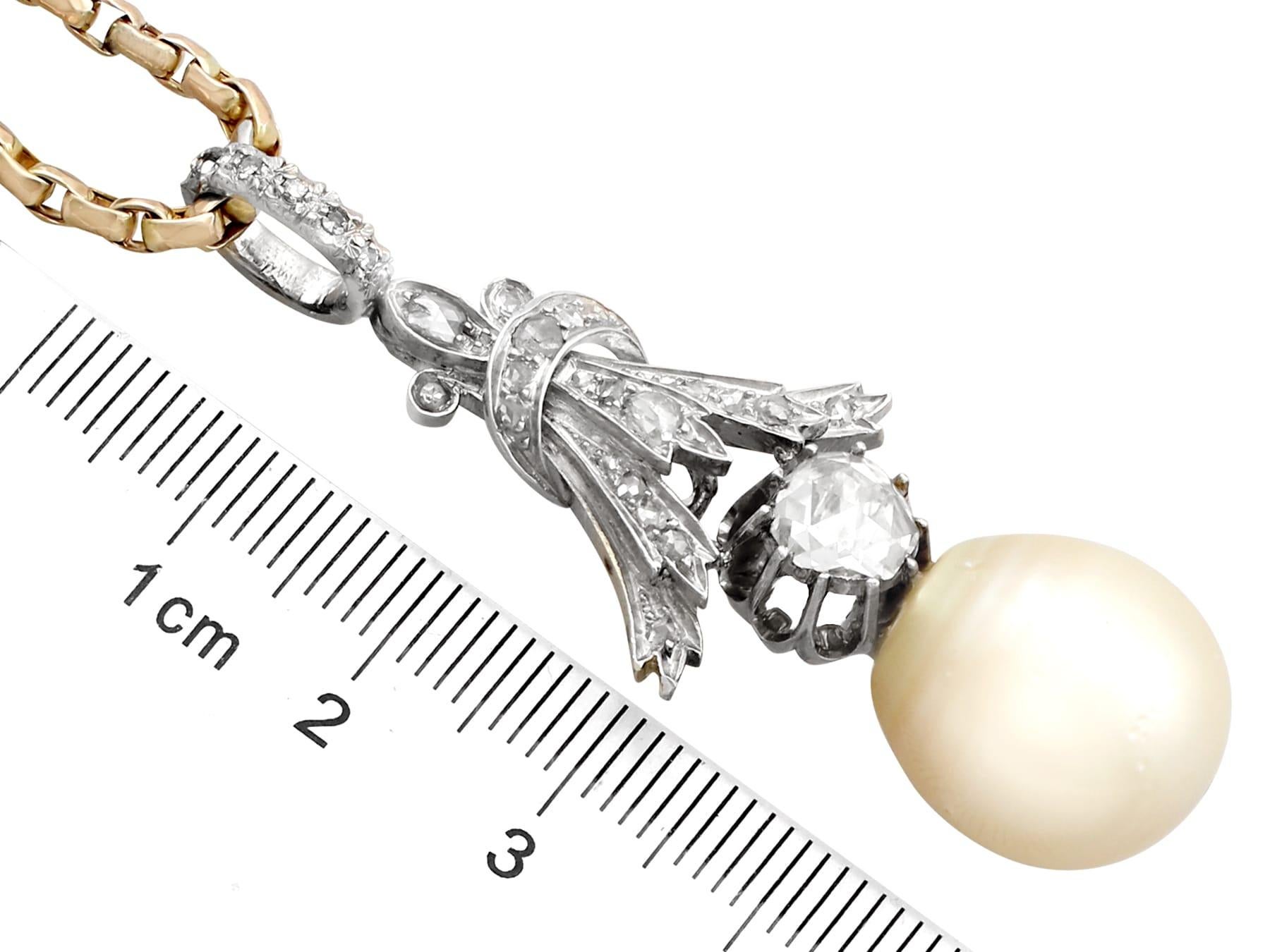 1.23 Carat Diamond and South Sea Pearl Yellow Gold Pendant In Excellent Condition For Sale In Jesmond, Newcastle Upon Tyne