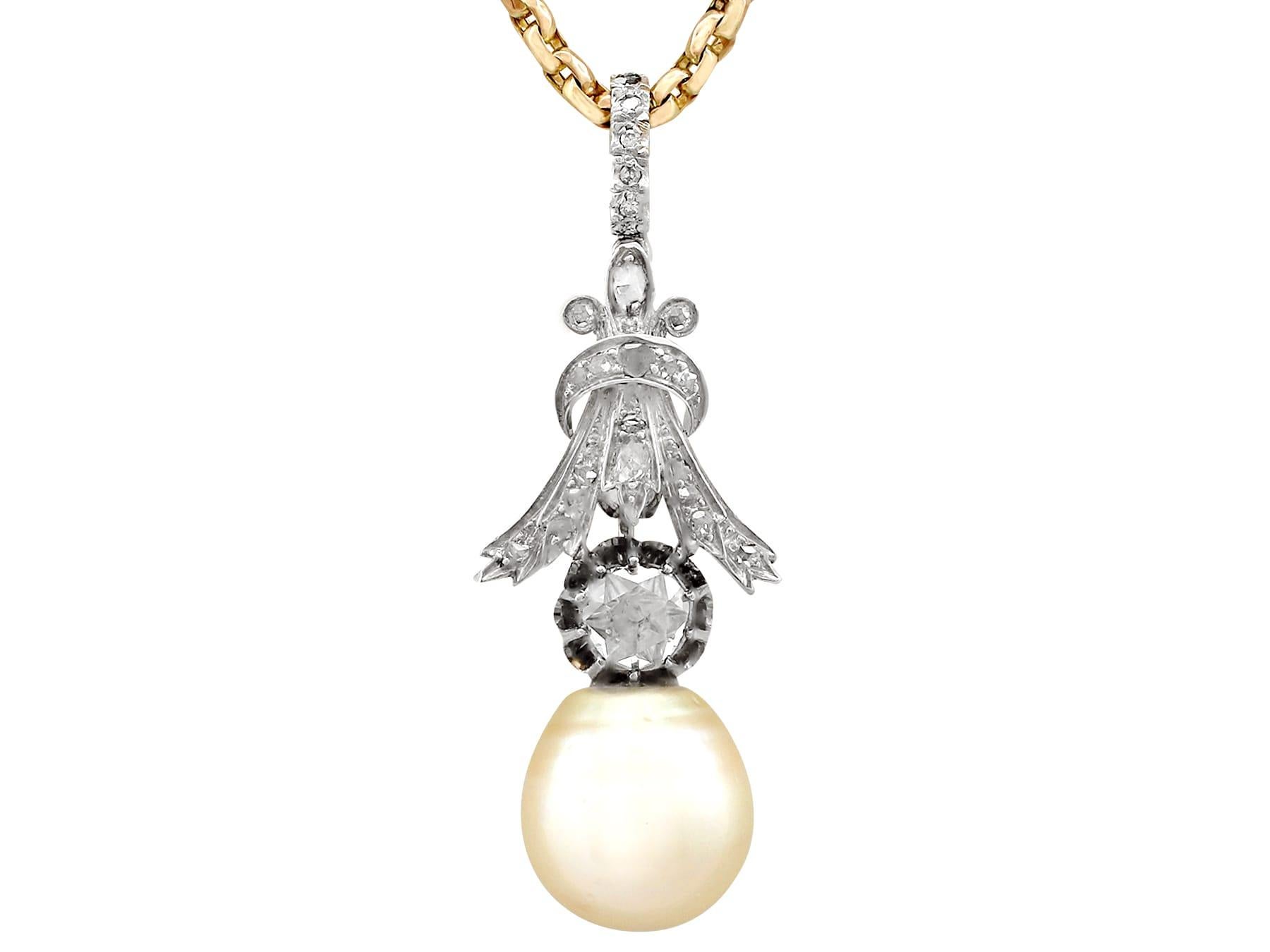 Colgante de oro amarillo con diamante de 1,23 quilates y perla del Mar del Sur