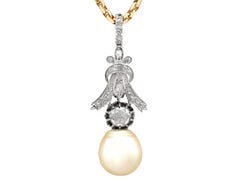 Colgante de oro amarillo con diamante de 1,23 quilates y perla del Mar del Sur