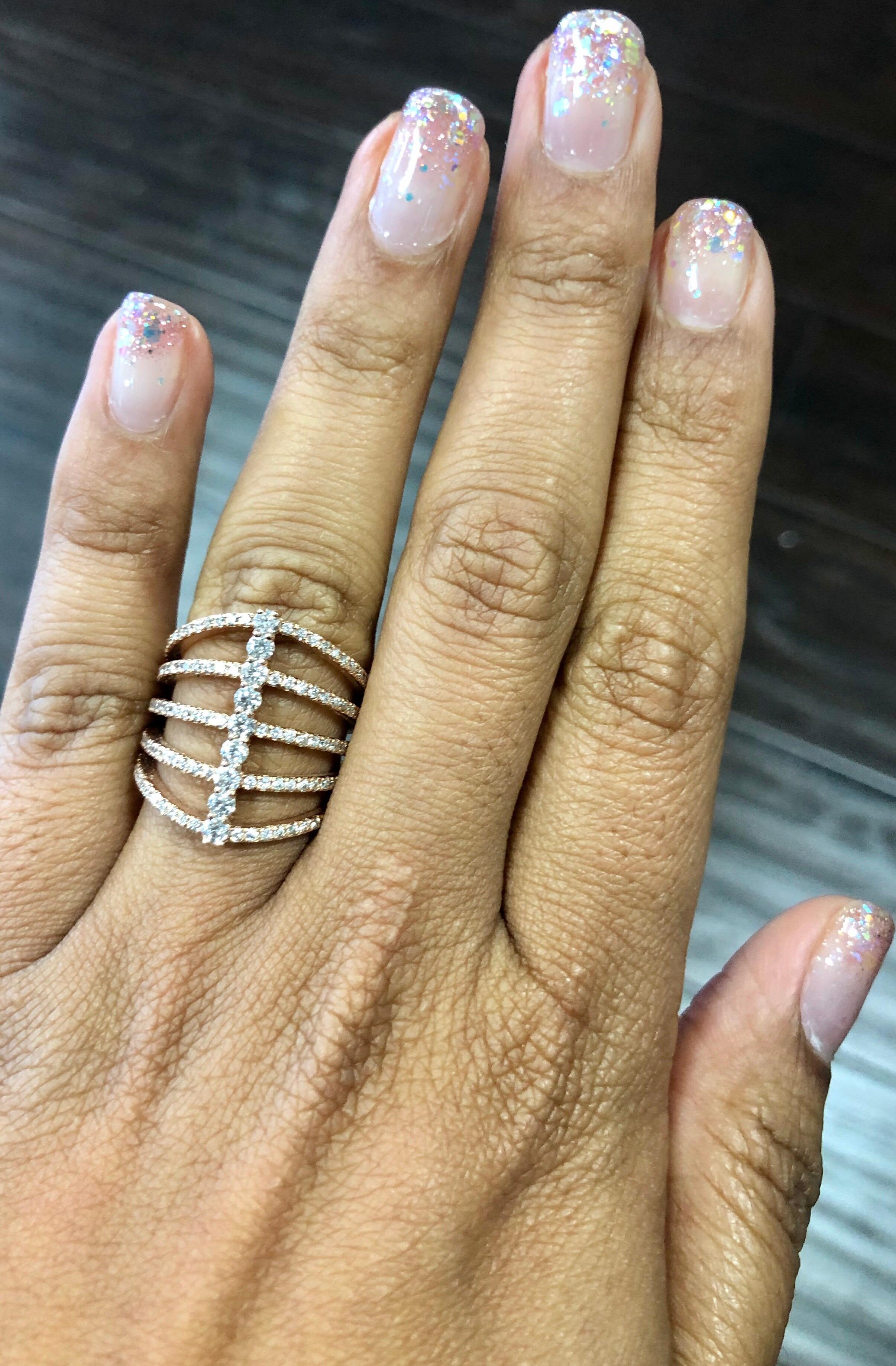 1.23 Carat Natural Diamond Rose Gold Cocktail Ring In New Condition For Sale In Los Angeles, CA