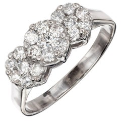 1.23 Carat Diamond Flower Gold Cluster Engagement Ring