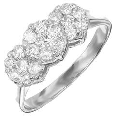 1.23 Carat Diamond Flower Gold Cluster Engagement Ring