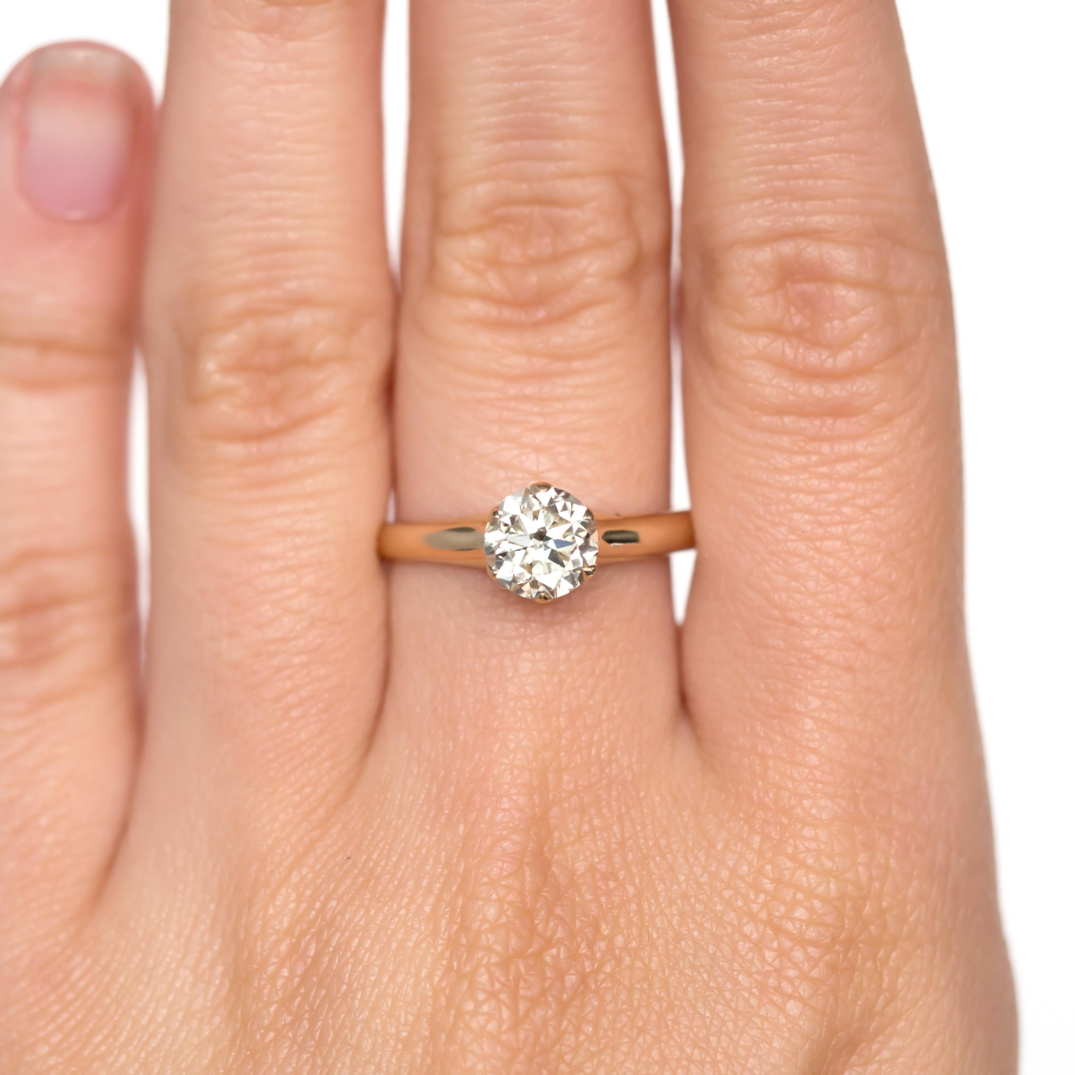 Edwardian 1.23 Carat Diamond Yellow Gold Engagement Ring For Sale