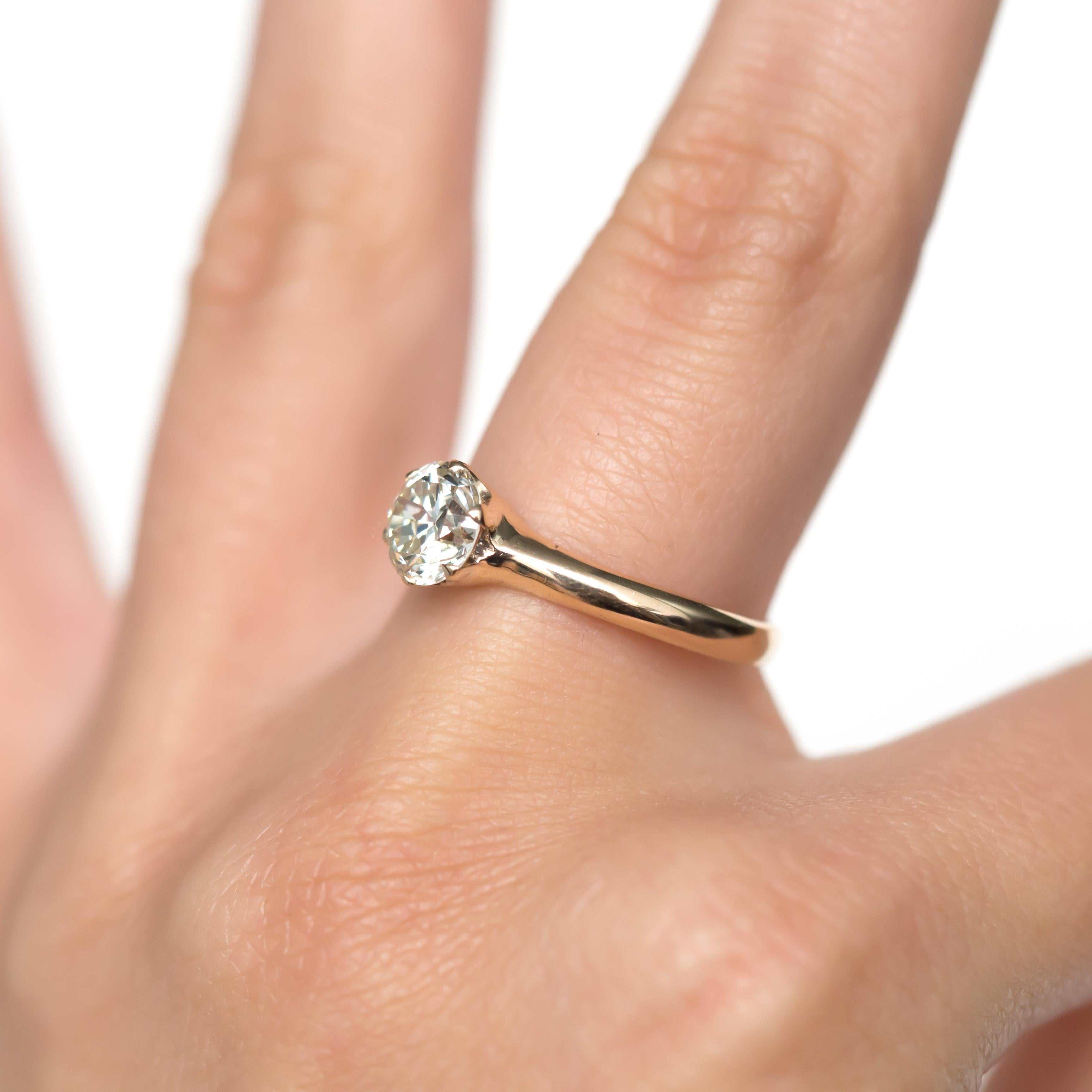 Women's 1.23 Carat Diamond Yellow Gold Engagement Ring For Sale
