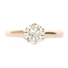 Antique 1.23 Carat Diamond Yellow Gold Engagement Ring