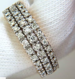 1.23 Carat Diamonds Band Ring H/VS Classic Three Rows 14 Karat*