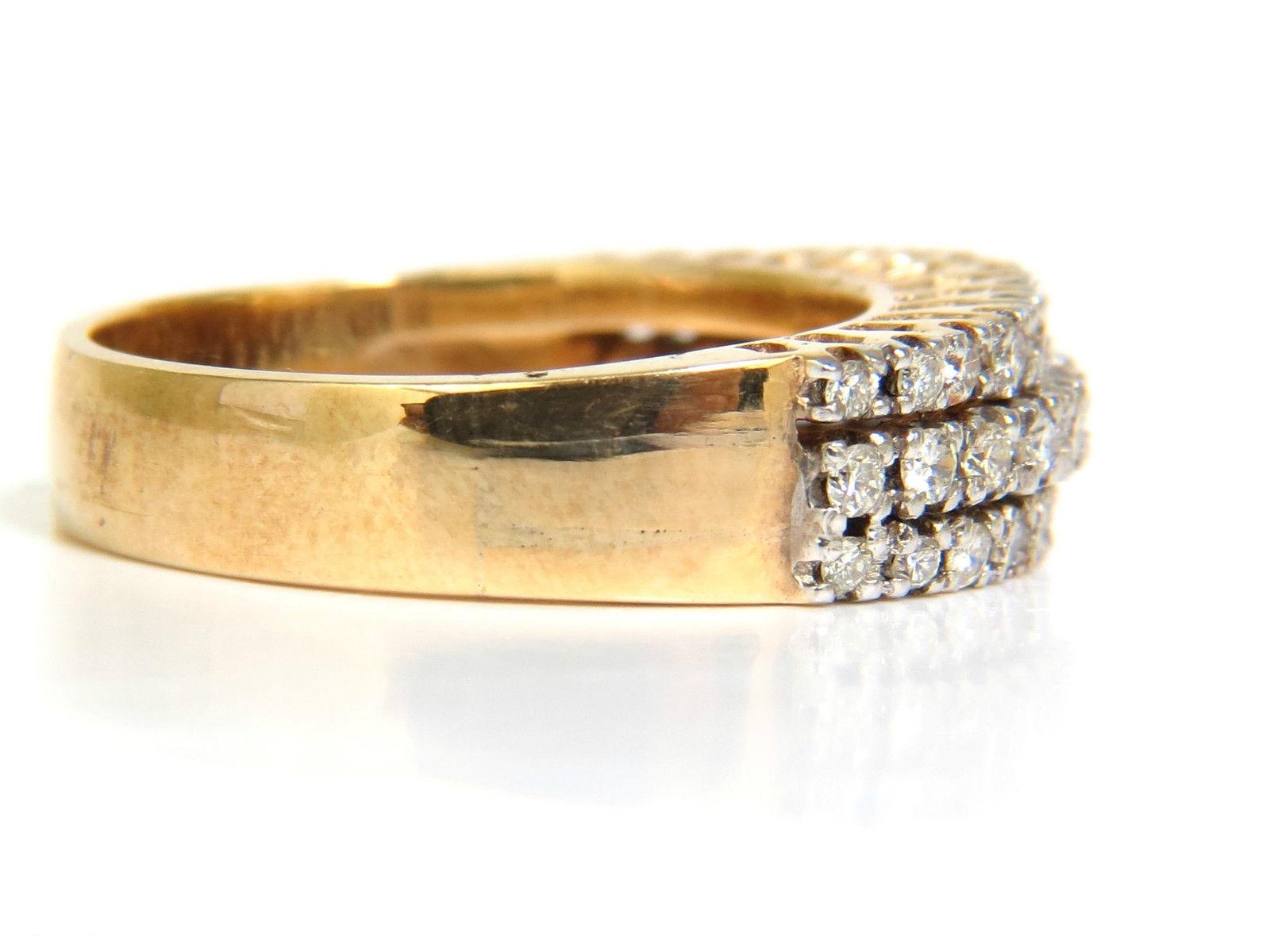 Women's or Men's 1.23 Carat Diamonds Band Ring H/VS Classic Three Rows 14 Karat For Sale