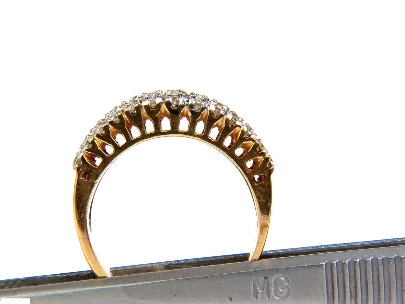 1.23 Carat Diamonds Band Ring H/VS Classic Three Rows 14 Karat For Sale 2