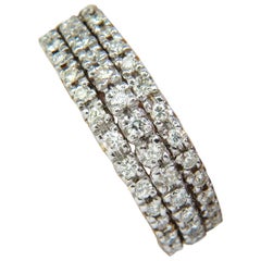 1.23 Carat Diamonds Band Ring H/VS Classic Three Rows 14 Karat*