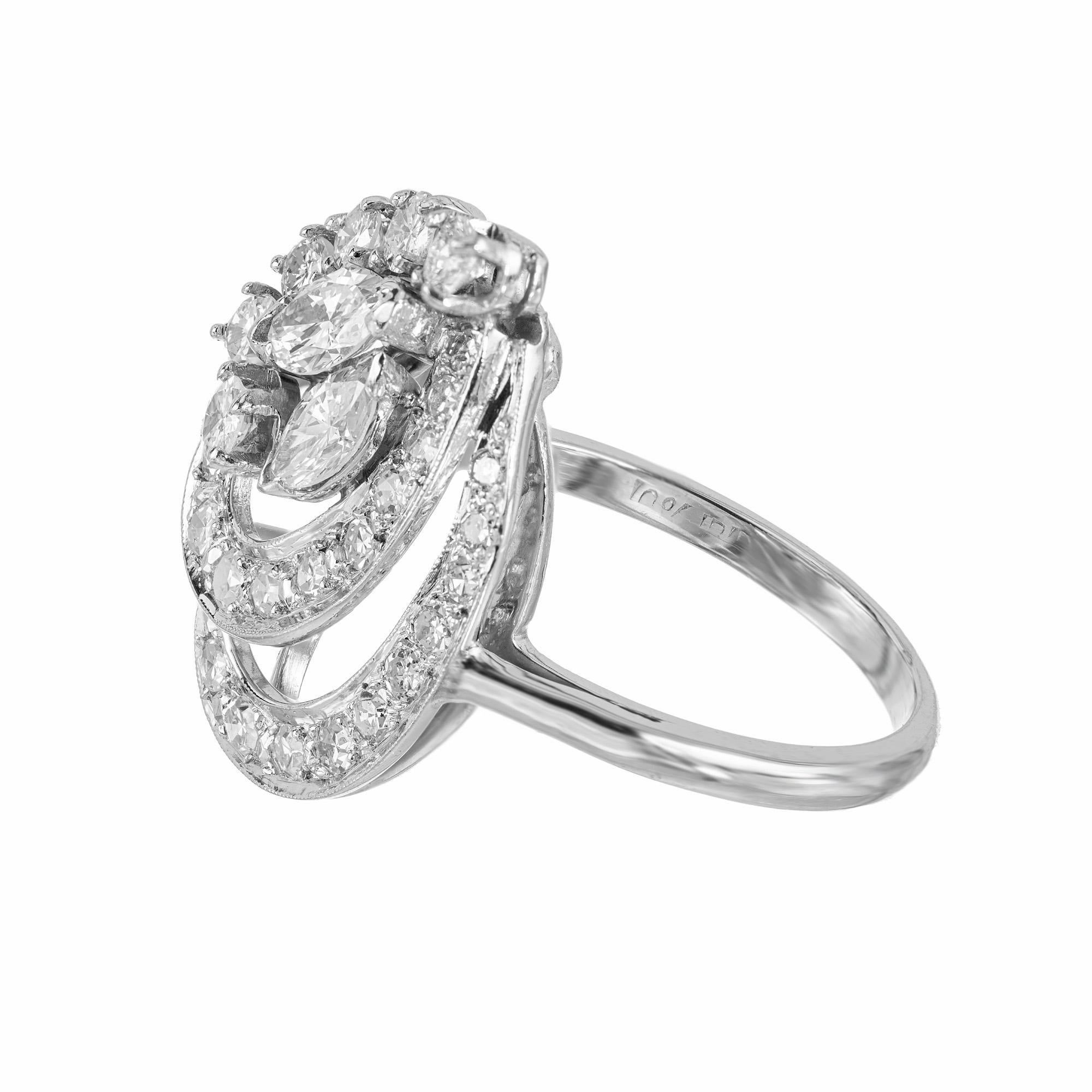 Bague de cocktail en platine avec tourbillon de diamants de 1,23 carat The Modernity Pour femmes en vente