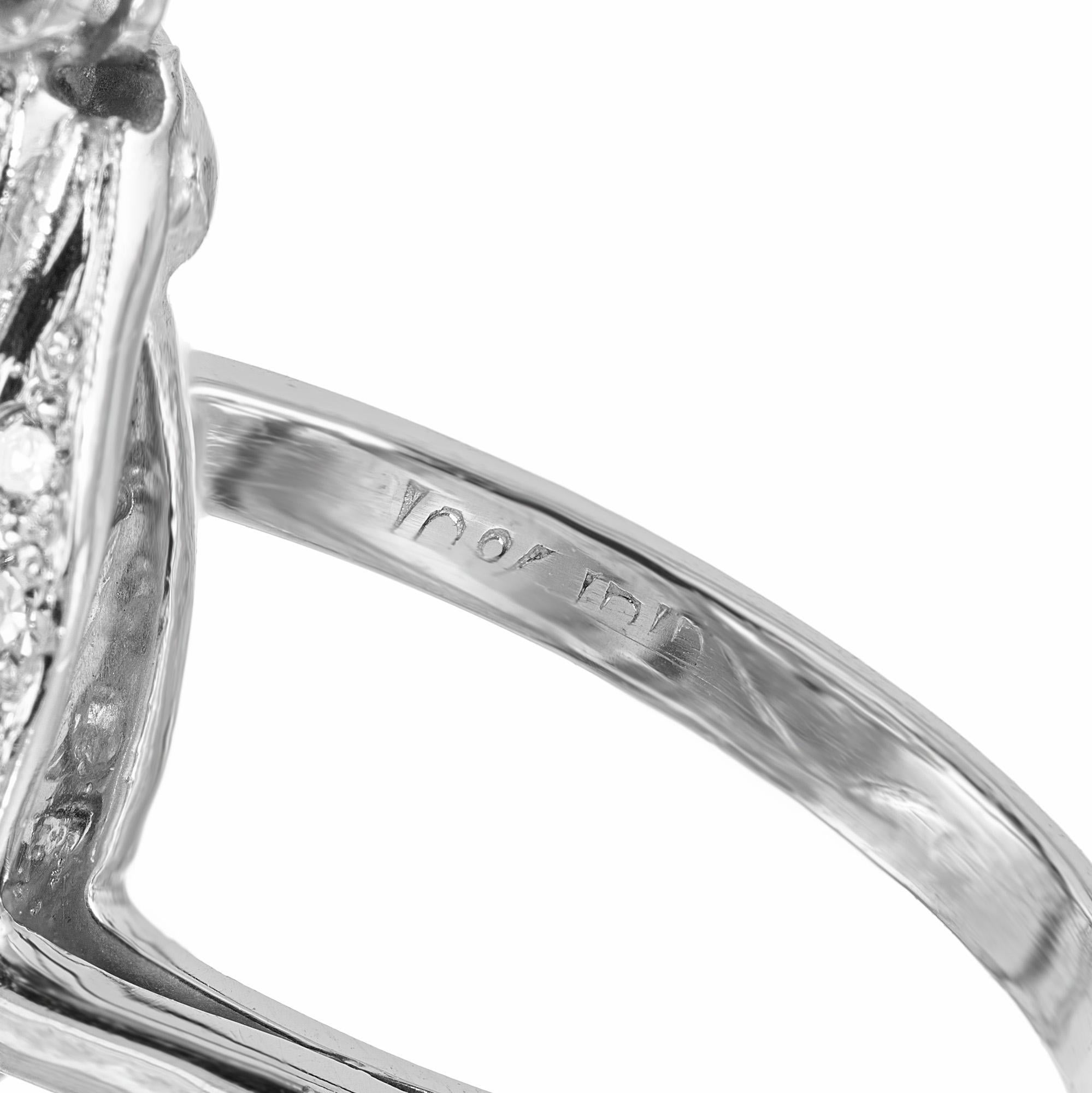 Bague de cocktail en platine avec tourbillon de diamants de 1,23 carat The Modernity en vente 2