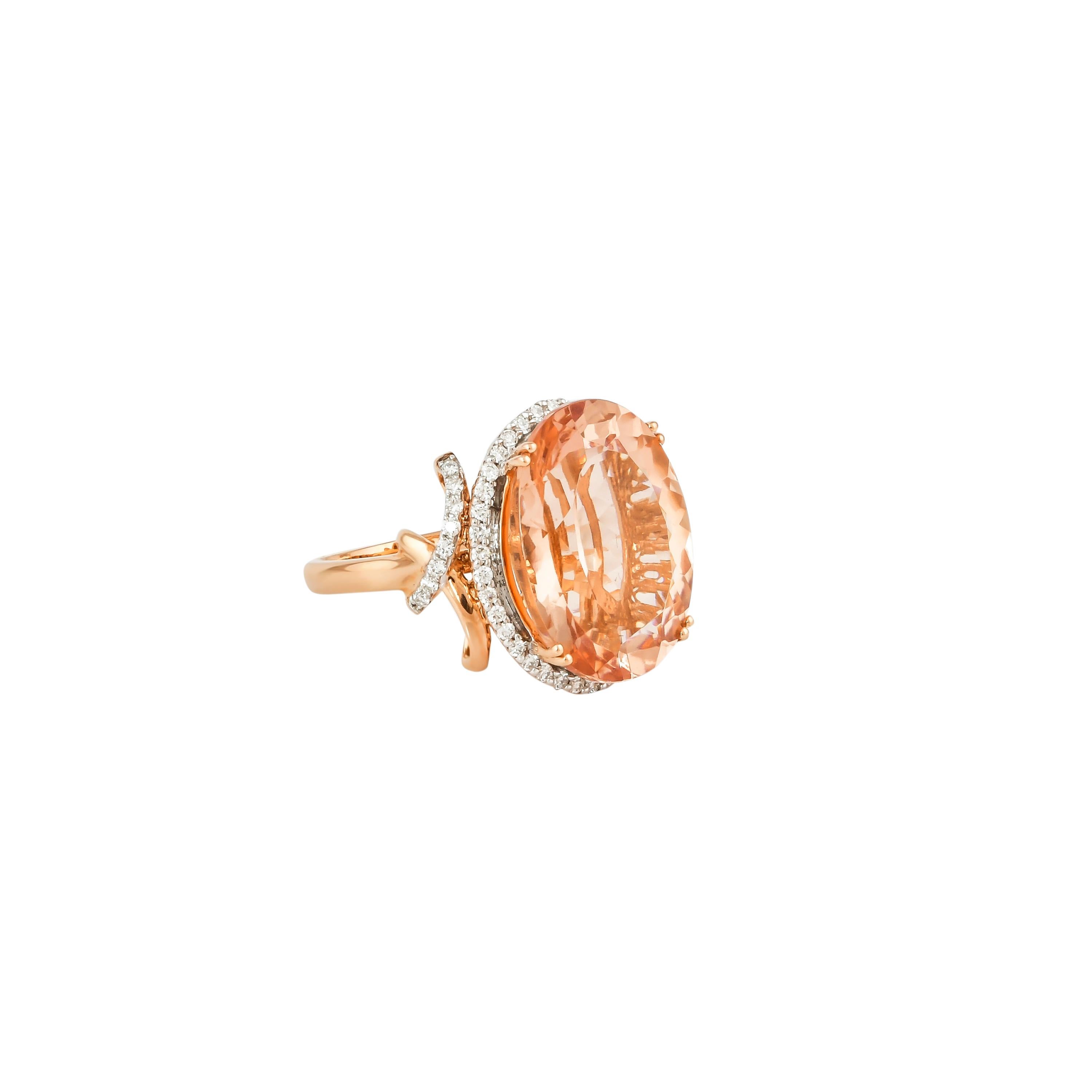 This collection features an array of magnificent morganites! Accented with diamonds these rings are made in rose gold and present a classic yet elegant look. 

Classic morganite ring in 18K rose gold with diamonds. 

Morganite: 12.03 carat oval