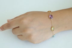 Pulsera de tenis con cadena de piedras semipreciosas de 12,3 quilates en oro de 18 quilates