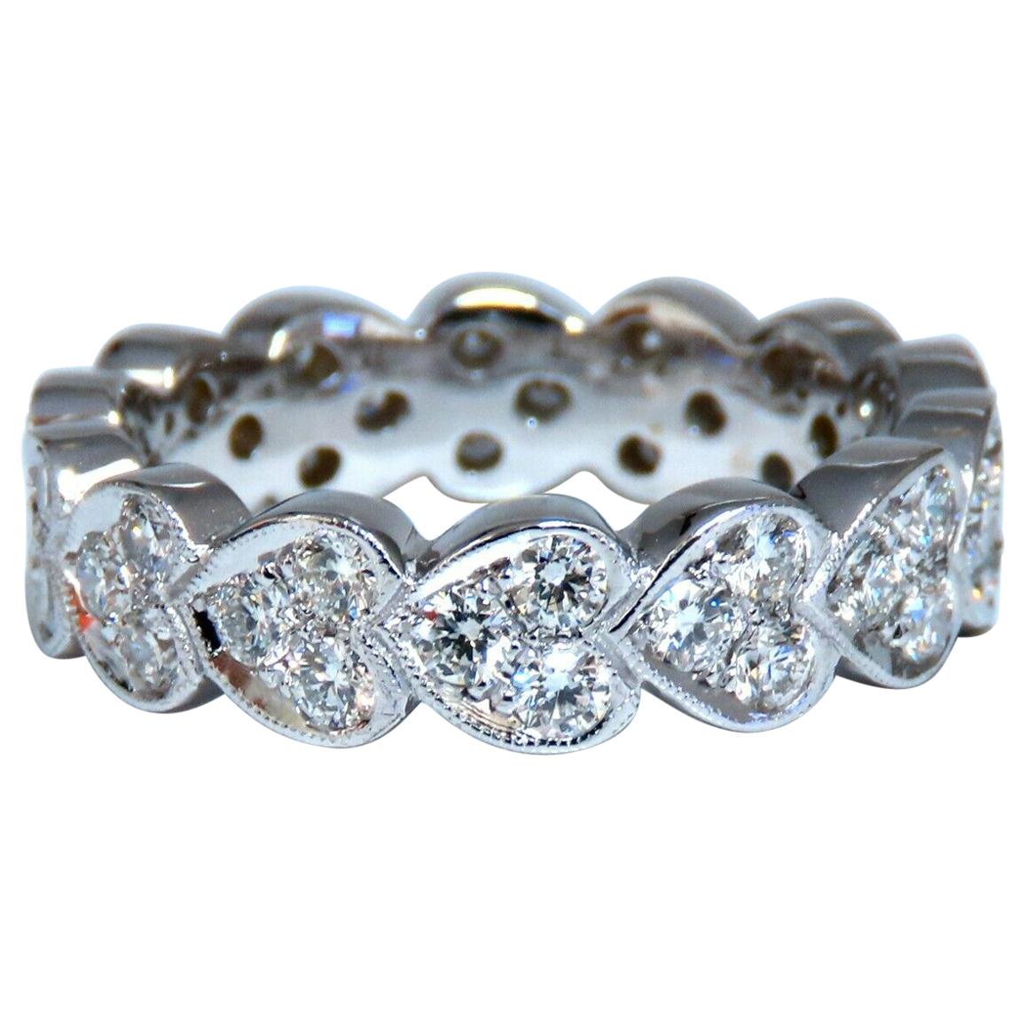 1.23 Carat Natural Diamonds Eternity Band Pave Bead Set F/VS 14 Karat