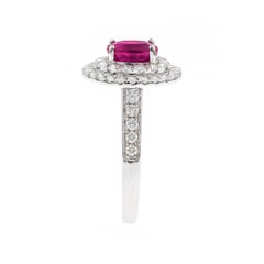 1.23 Carat Oval-Cut Ruby with Diamond Accents 14K White Gold Ring