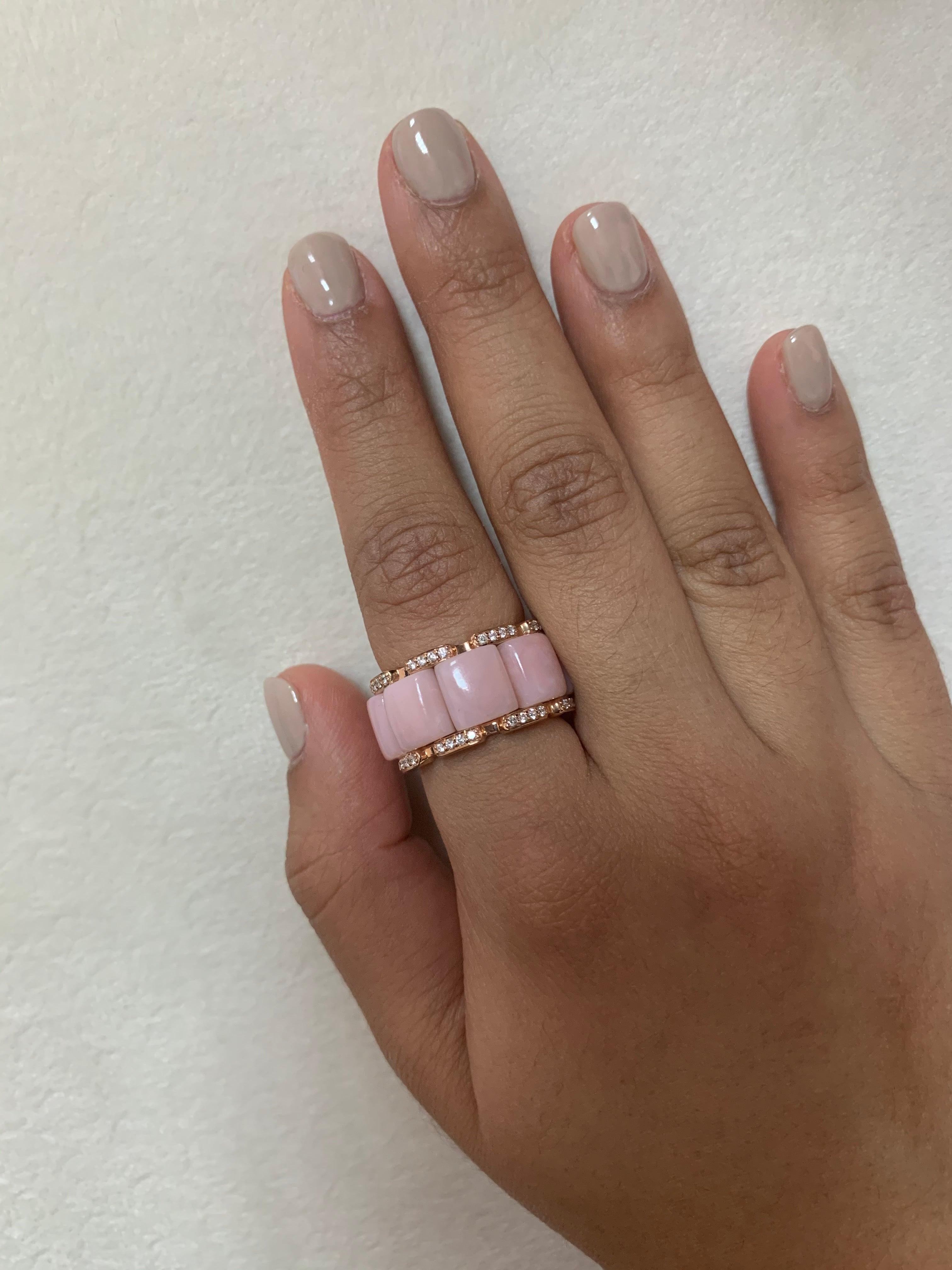 For Sale:  12.3 Carat Pink Opal and White Diamond Ring in 18 Karat Rose Gold 2