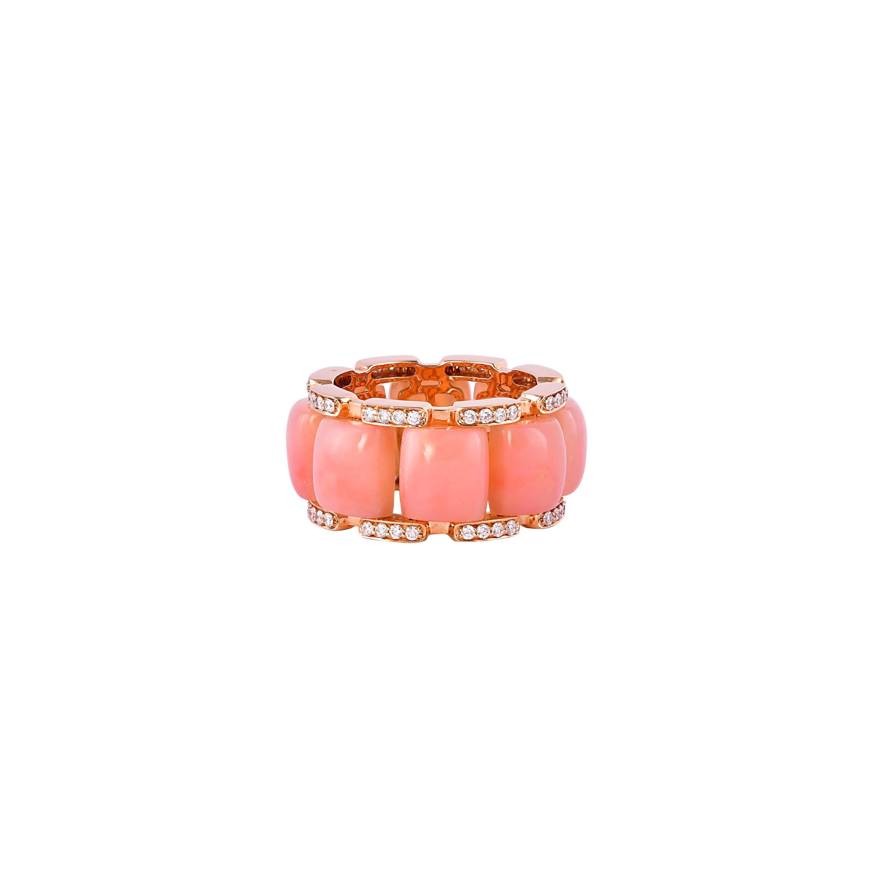 For Sale:  12.3 Carat Pink Opal and White Diamond Ring in 18 Karat Rose Gold 5