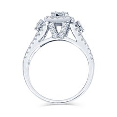 1.23 Carat Round and Baguette Diamond Illusion Engagement Ring