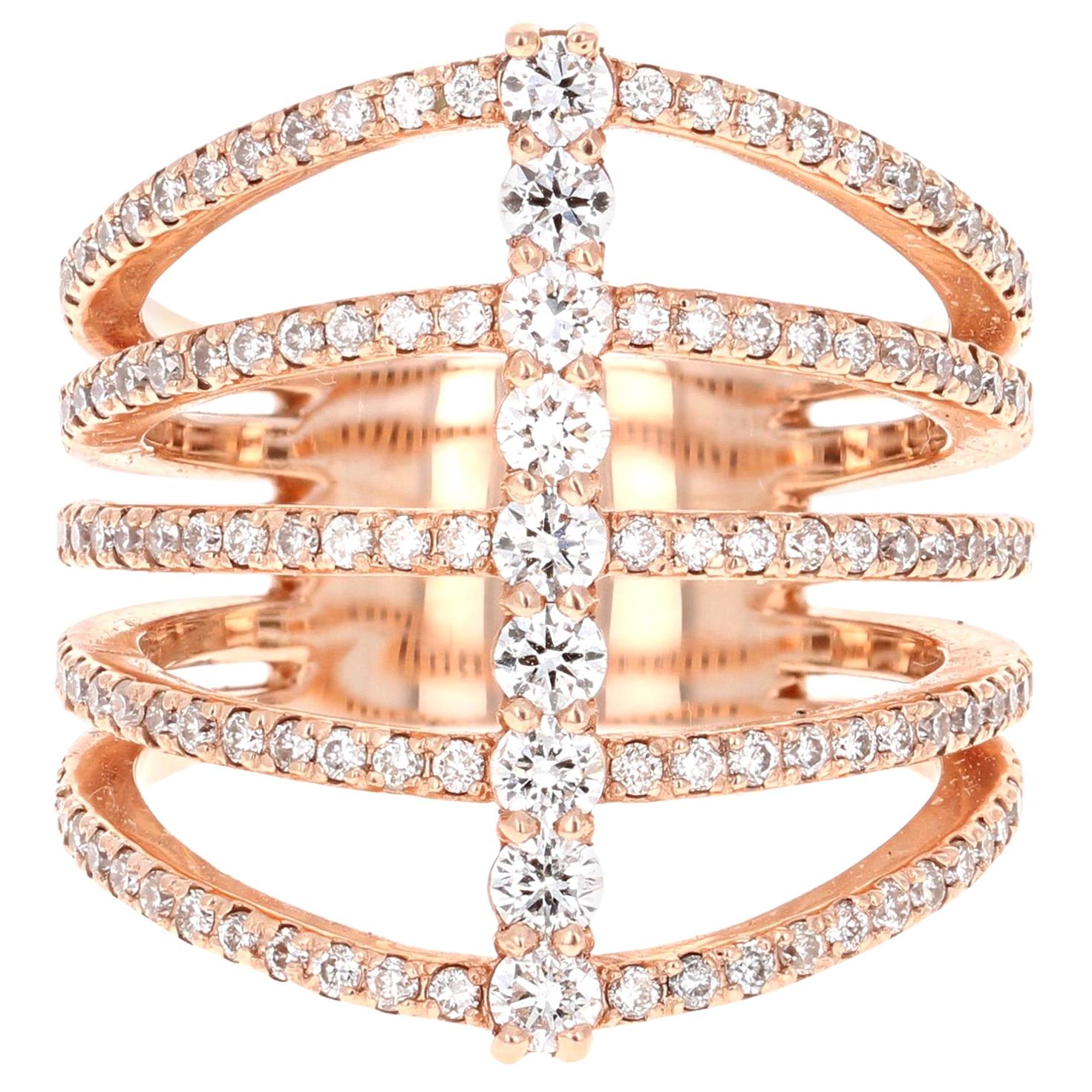 1.23 Carat Round Cut Diamond Ring 14 Karat Rose Gold