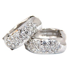 Boucles d'oreilles Huggie en perles de 14 carats avec diamants naturels ronds de 1,23 carat