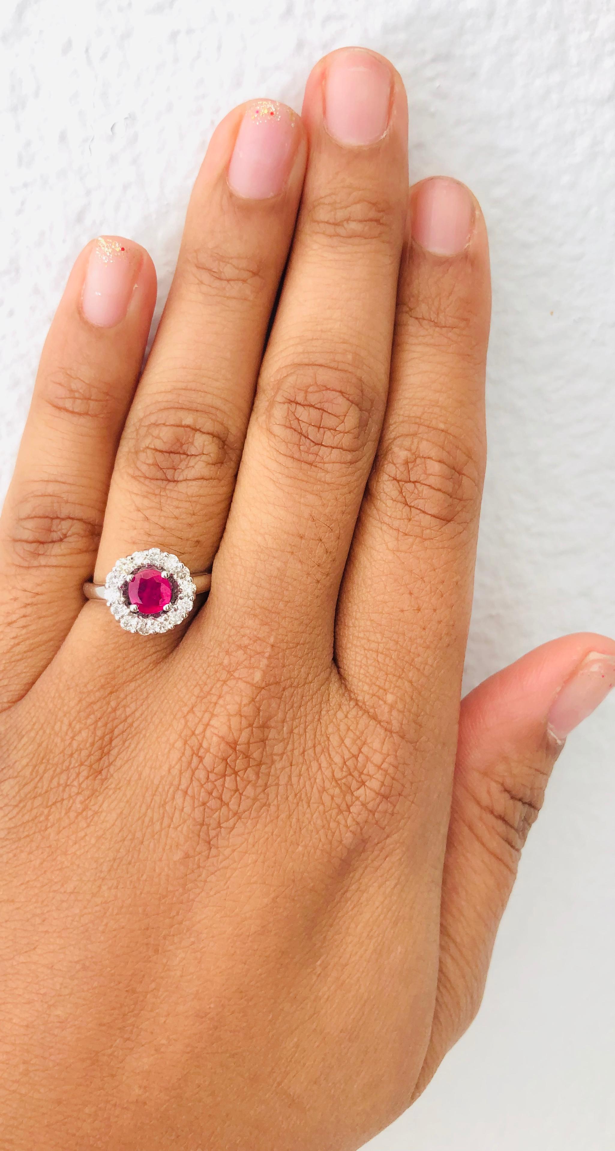 1.23 Carat Ruby Diamond 14 Karat White Gold Ring im Zustand „Neu“ in Los Angeles, CA