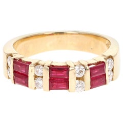 1.23 Carat Ruby Diamond 14 Karat Yellow Gold Band