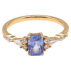 1.23 Carat Sapphire and Diamond 18k Yellow Gold Ring