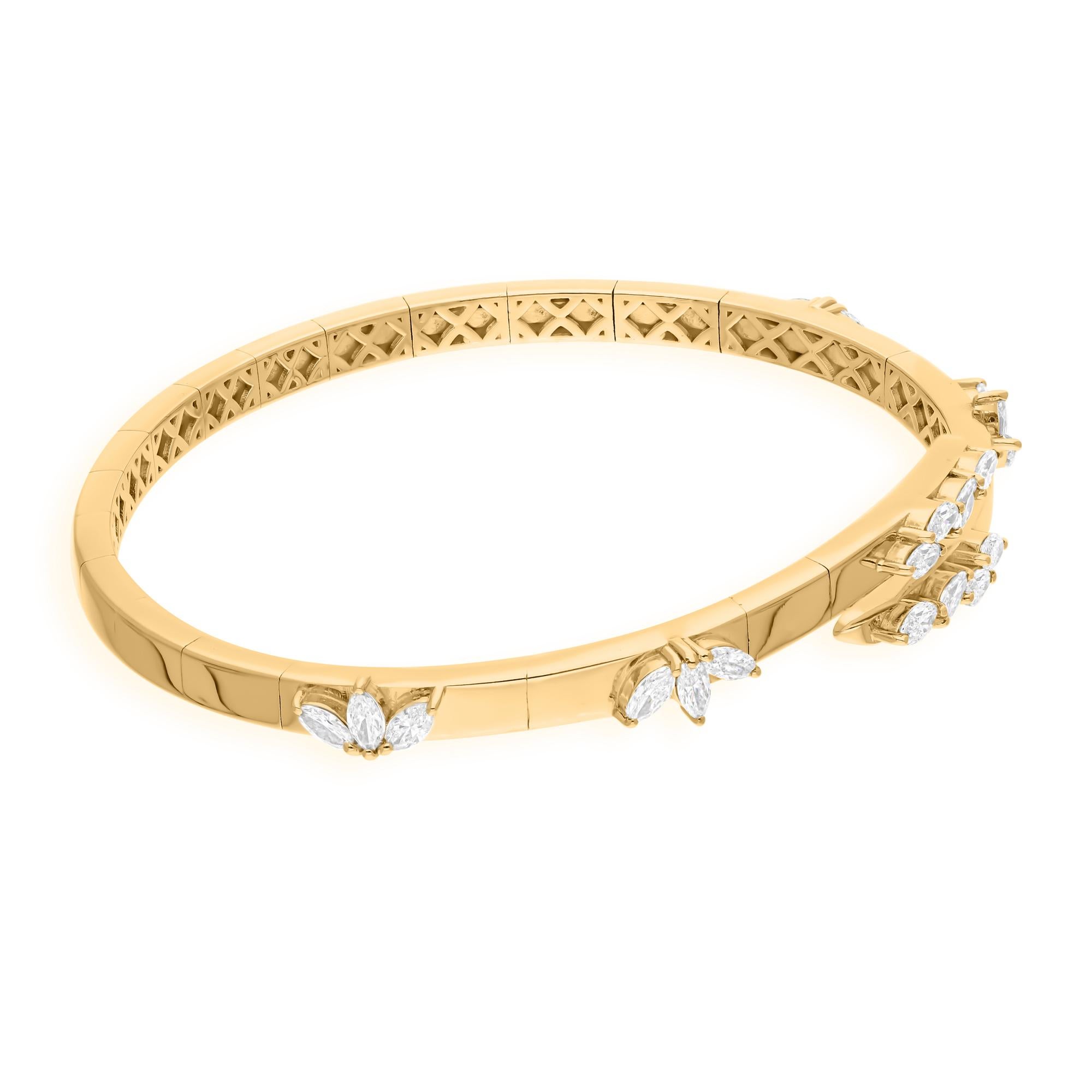 Moderne 1.23 Carat SI/H Marquise Diamond Wrap Bangle Bracelet 18k Yellow Gold Jewelry en vente