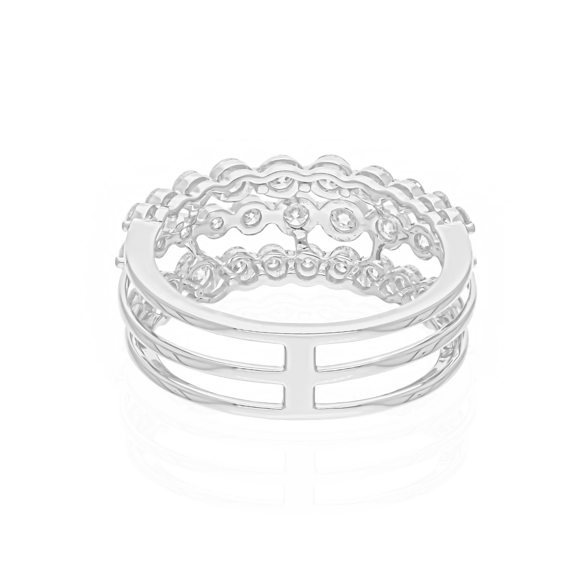 Anillo de diamantes talla brillante redonda SI/H de 1,23 quilates Joyas de oro blanco de 18 quilates Moderno en venta