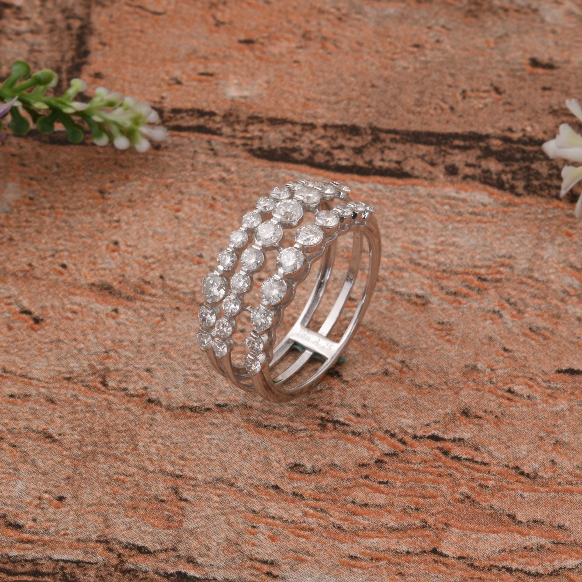 De las mujeres Anillo de diamantes talla brillante redonda SI/H de 1,23 quilates Joyas de oro blanco de 18 quilates en venta