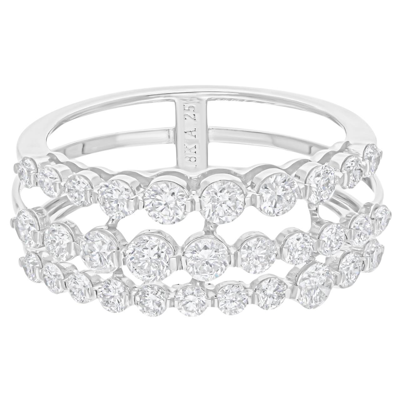 Anillo de diamantes talla brillante redonda SI/H de 1,23 quilates Joyas de oro blanco de 18 quilates en venta