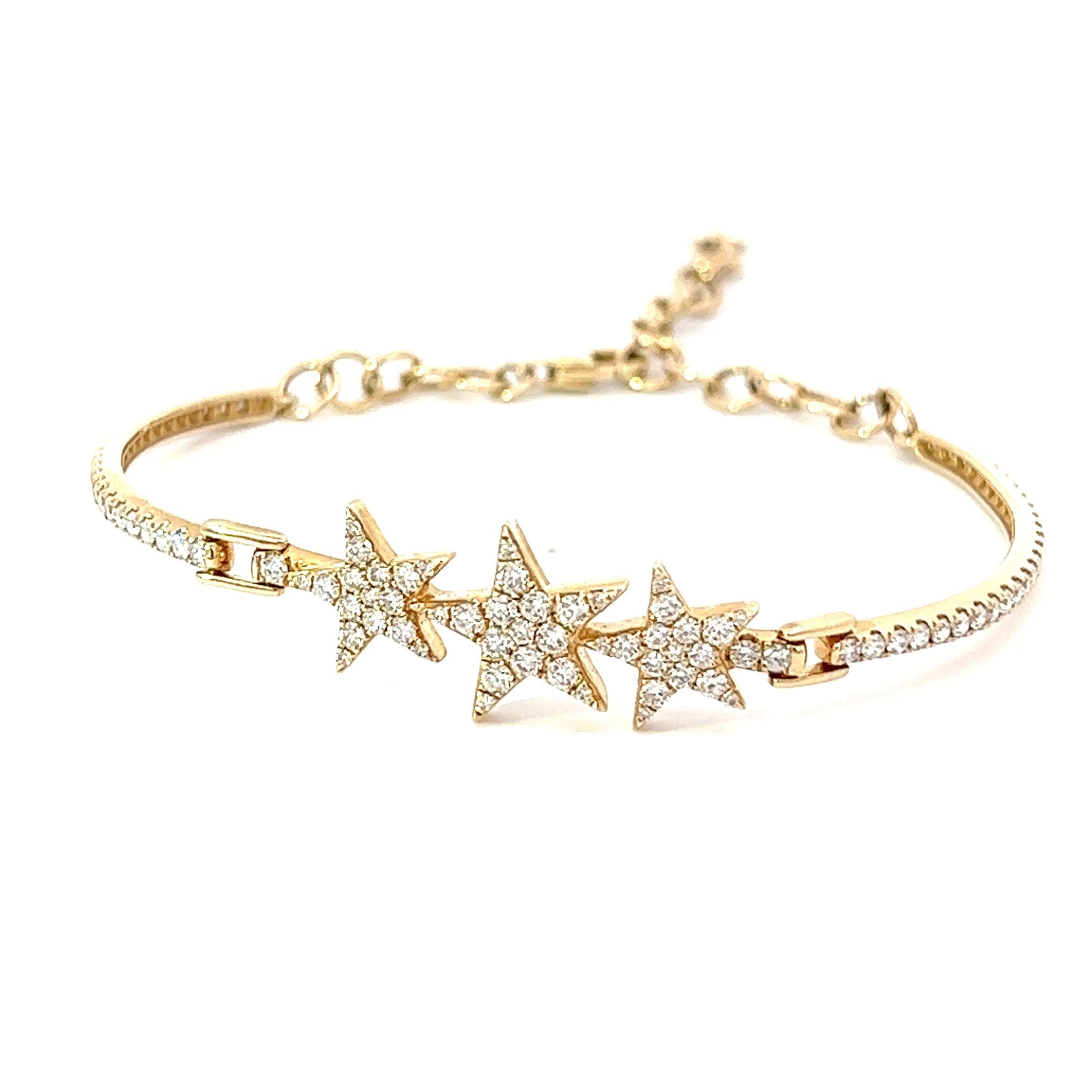  This 14k features  1.23CT Roung diamonds and an adjustable chain perfect for women and young girls. It's ideal for daily wear and can be easily paired with other jewelry.  Gold Bracelet f

-Metal Type: 14K Yellow Gold
-Gemstone: Diamonds, 1.23