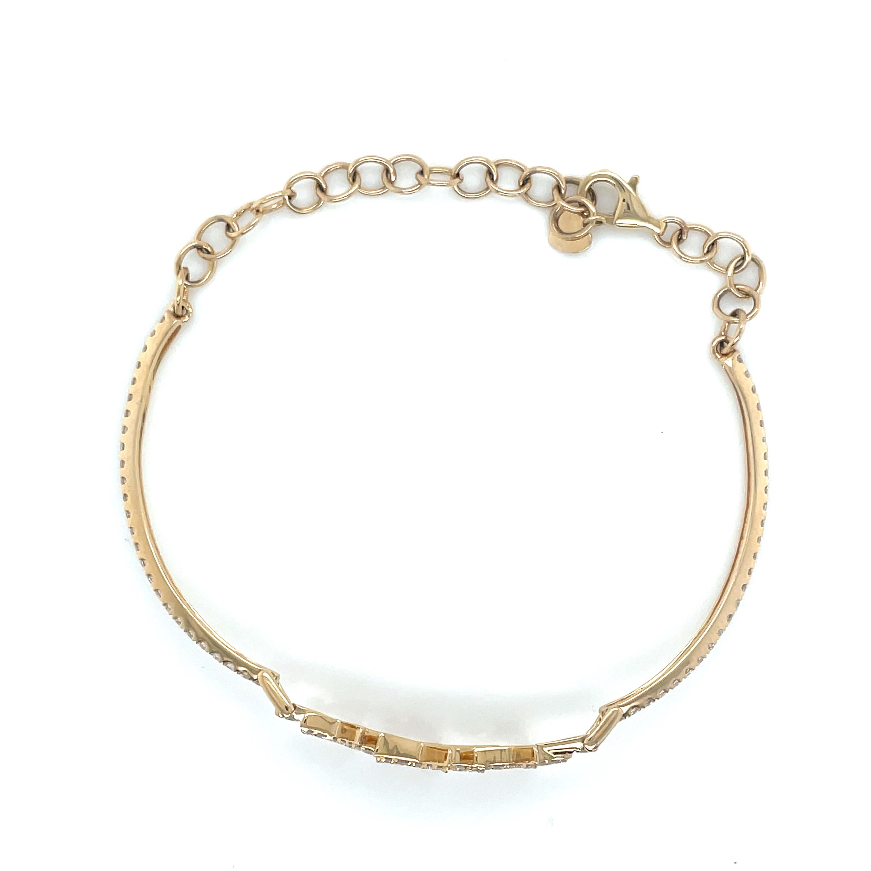 Aesthetic Movement 1.23CT  Stars Diamond Bracelet set in  14K Yellow Gold For Sale
