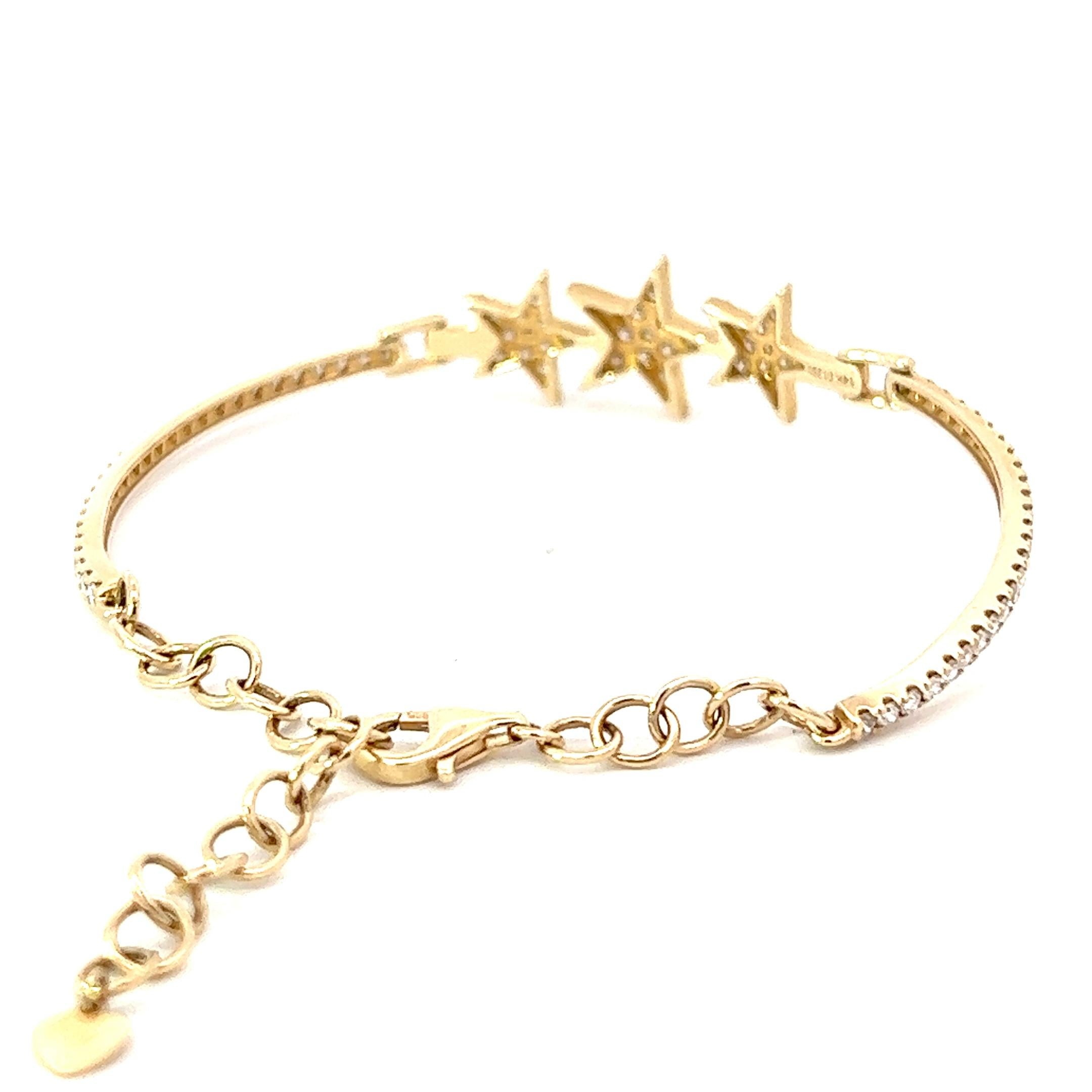 1.23CT  Stars Diamond Bracelet set in  14K Yellow Gold In New Condition For Sale In New York, NY