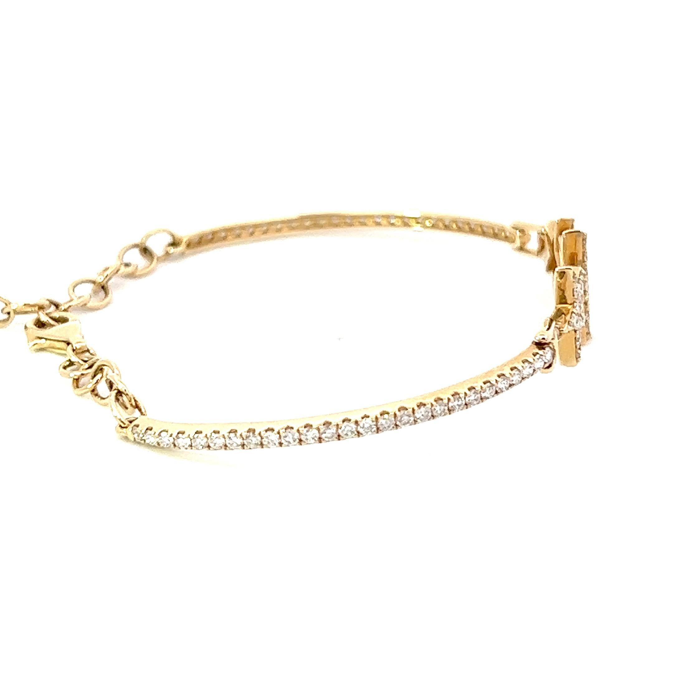 Women's or Men's 1.23CT  Stars Diamond Bracelet set in  14K Yellow Gold For Sale