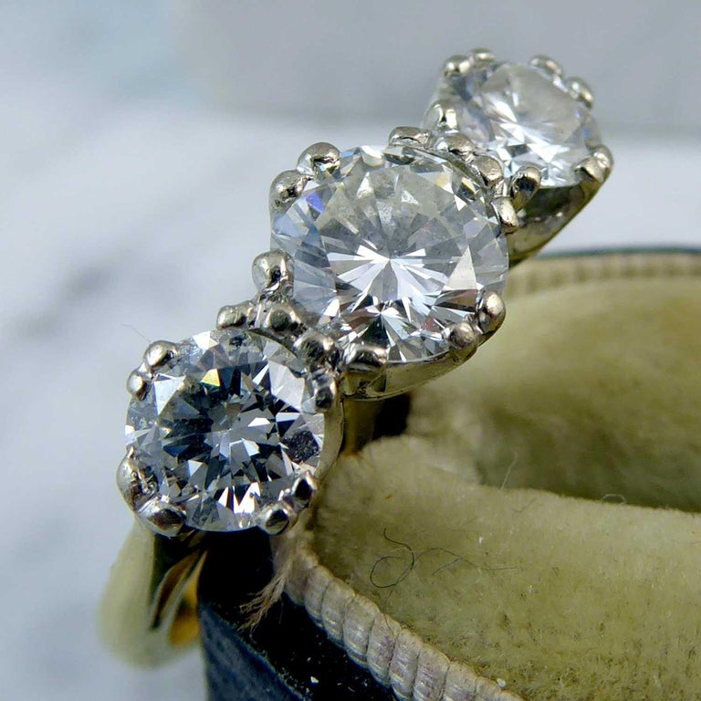 1.23 Carat Traditional Three-Stone Diamond Ring, 18 Carat Gold ...